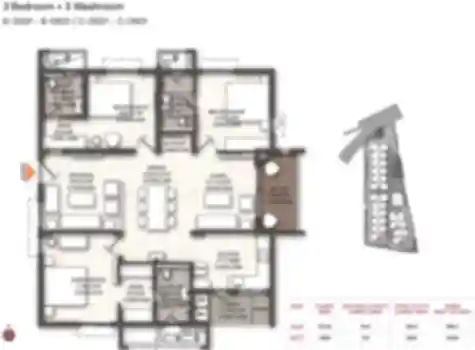 Brigade Manor 3 BHK Grand Apartment floor plan by Brigade Group located at Moti Nagar, near Sanath Nagar, Hyderabad Telangana