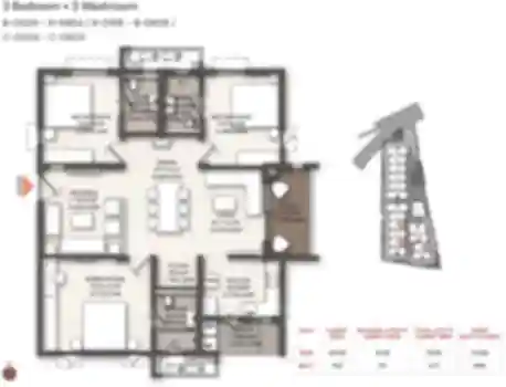 Brigade Manor 3 BHK Luxe Apartment floor plan by Brigade Group located at Moti Nagar, near Sanath Nagar, Hyderabad Telangana