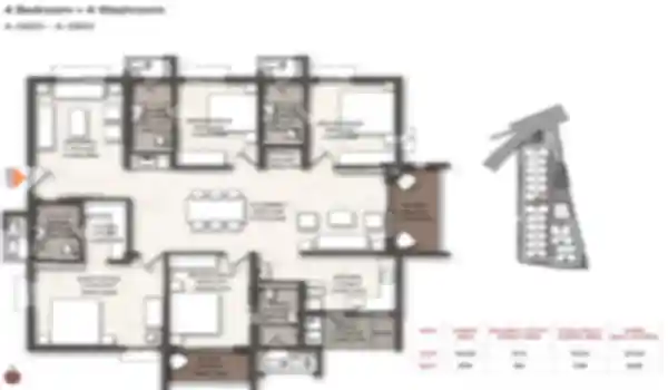 Brigade Manor 4 BHK Grand Apartment floor plan by Brigade Group located at Moti Nagar, near Sanath Nagar, Hyderabad Telangana